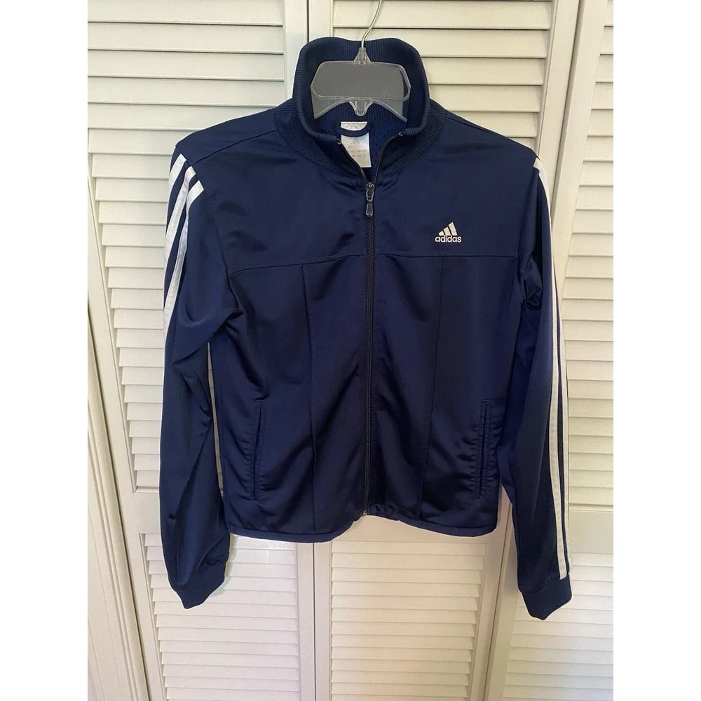 Vintage Early 2000s Adidas Track Jacket Men's M Navy Blue‎ Y2K Retro Sportswear